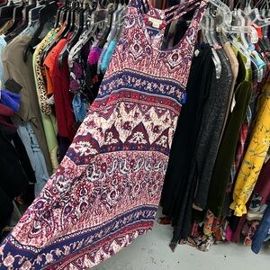Forever 21 Red and Blue Patterned Maxi Dress